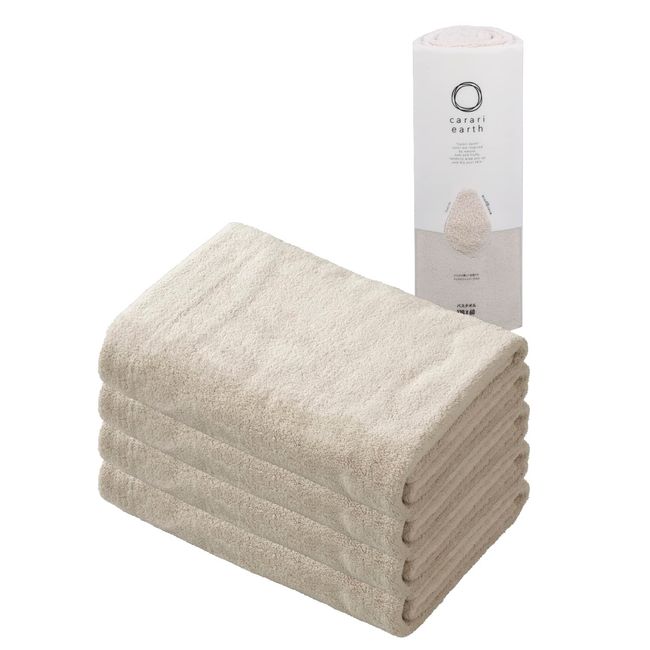 CB Japan Carari Microfiber Bath Towels, Beige, Set of 4, Absorbent, Quick-Drying, Fluffy (Amazon.co.jp Exclusive)