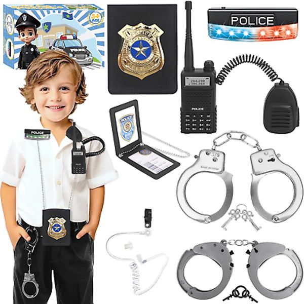 Police Toys, Police Pretend Play Toys for Dress Up, Role Play Set with Police Ac