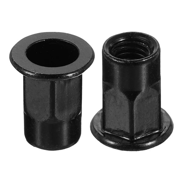 sourcing map M6 Rivet Nuts Thread Half Hexagonal Carbon Steel Flat Head Threaded Nut 40Pcs