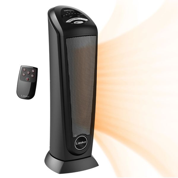 Lasko 22.5" 1500W Oscillating Ceramic Tower Space Heater Remote Black CT22410