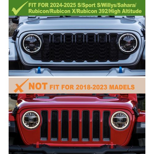 Grill Lights for Jeep Wrangler JL JLU Grill Lights LED Front Grille Lights Rapto r Lights for Wrangler JL Accessories (RGB, 2024-2025)