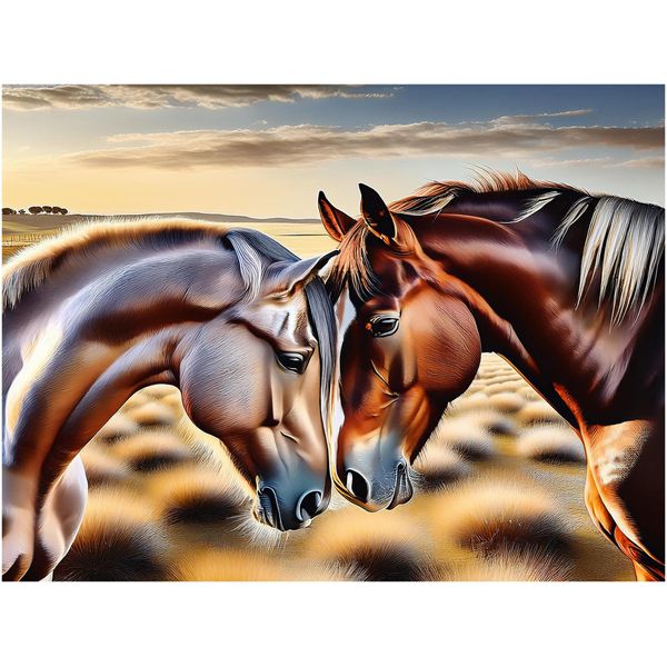 Two Horses Pattern A982 Accent Tile Mural Kitchen Bathroom Wall Backsplash Behind Stove Range Sink Splashback One Tile 8"x6" Ceramic, Matte