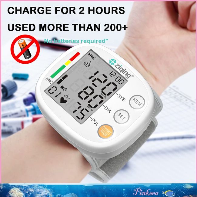 ZiqingDigital Wrist Blood Pressure Monitor BP Cuff Gauge Heart Rate Machine Test