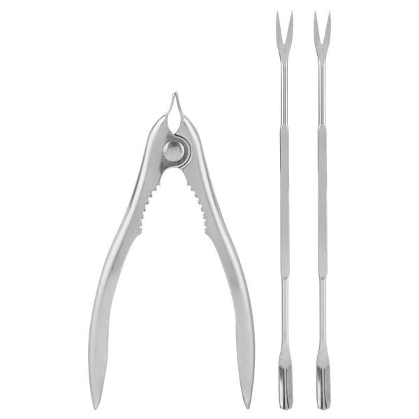 FTVOGUE Stainless Steel Seafood Tool Set, 1 * Lobster Crab Cracker + 2 * Seafood Fork