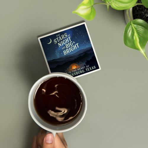 Fredericksburg, Texas, The Stars at Night, Sleep Under The Stars, Tent and Night Sky (Absorbent Ceramic Coaster, Single, Cork Back, Kitchen Table Decor)