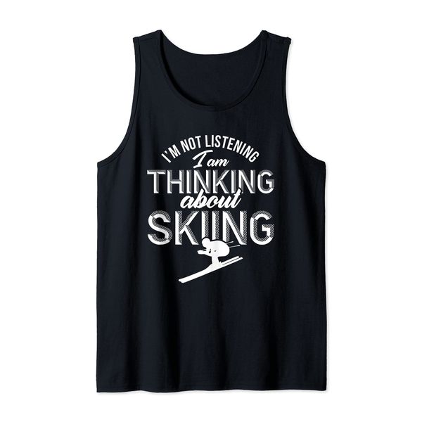 Ski, Skis, Skiing - I'm Thinking About SKIING Tank Top, black