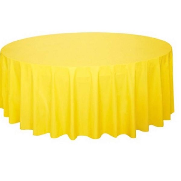 Unique Party 50380 - Round Soft Yellow Plastic Tablecloth, 7ft