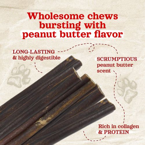 Natural Farm Peanut Butter Flavor Collagen Sticks for Dogs (3-5 Inch, 10 Pack), Long-Lasting Beef Collagen Sticks, Rawhide Alternative Chews with Chondroitin & Glucosamine, Low-Fat Dental Treats