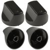 Spares2go Black Control Switch Knobs for Hotpoint Oven Cooker (Pack of 4)