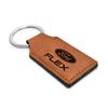iPick Image Compatible with Ford Flex Rectangular Brown Leatherette Key Chain