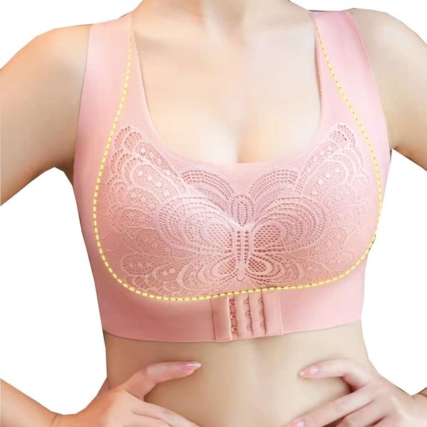 La,Ke,South Night Bra, Breastfeeding, Breastfeeding, Wireless, Front Hook, Armpit High, Inner Supporter, Belt, Corrective Underwear, Sports Bra, Won't Shake, For Nighttime Use, Stretches Back, Pink