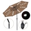 9 FT Tan Solar Powered Patio Umbrella 32LED Solar Umbrella w/ Tilt and Crank