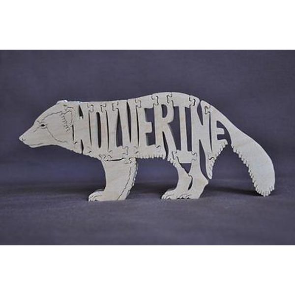 Wolverine  Wooden Animal Puzzle Amish  Scroll Saw Toy  Figurine Mascot