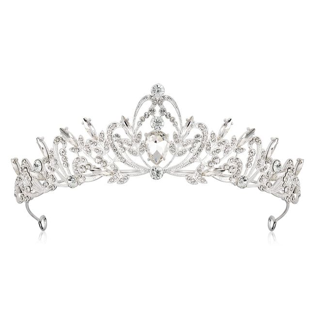 ACO-UINT Silver Crown for Women, Princess Tiara Royal Crown Crystal Wedding Tiara for Bride Queen Crown for Halloween Costume Cosplay Birthday Photo Shoot Halloween Hair Accessories