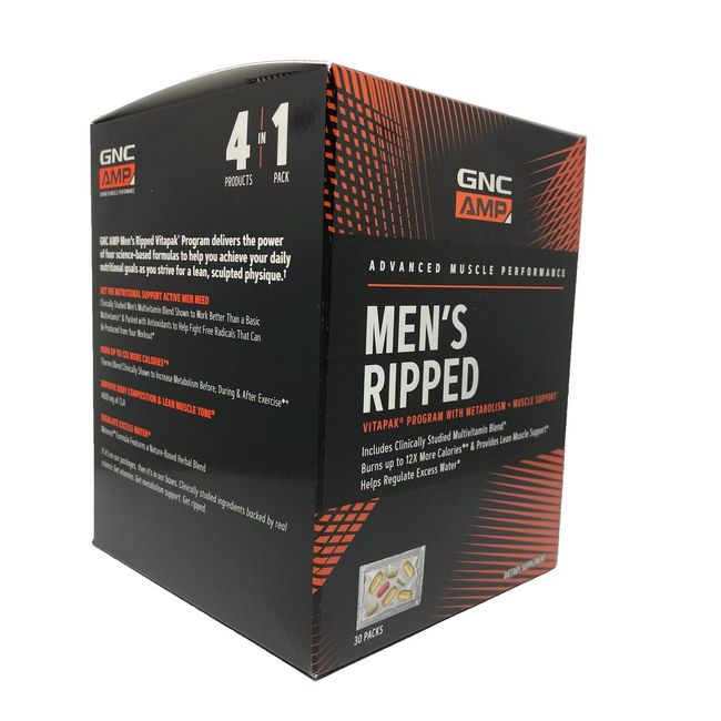 GNC AMP Men's Ripped Vitapak Program 30 Packs Free Shipping Expiry 05/25