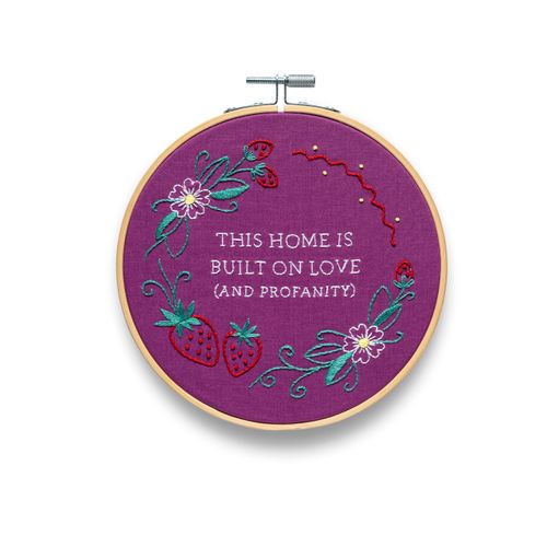 FUNATIC This Home is Built On Love and Profanity Embroidery Kit | Beginner Needle Work Starter Set for Adult | Needlepoint DIY Art and Craft | Cross Stitch Set with Hoop Floss Needles Threader Fabric