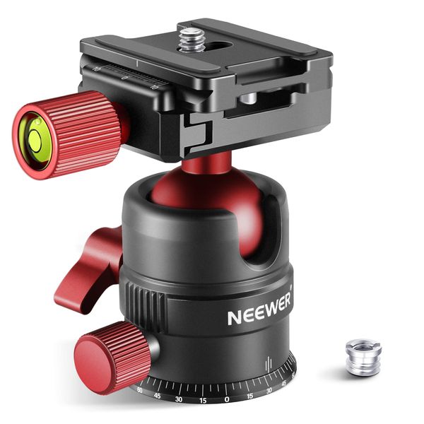 NEEWER Tripod Head, 360° Rotating Panoramic Ball Head with 1/4” Quick Shoe Plate for Tripod Monopod Slider DSLR Camera Camcorder, Max Load up to 5kg/11lb – GM28