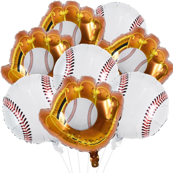 TONIFUL 18Pcs Baseball Theme Party Decorations Kit,18 Inch Baseball Balloons and Baseball Glove Balloons for Baseball Sports Themed Party Baseball Birthday Party Supplies