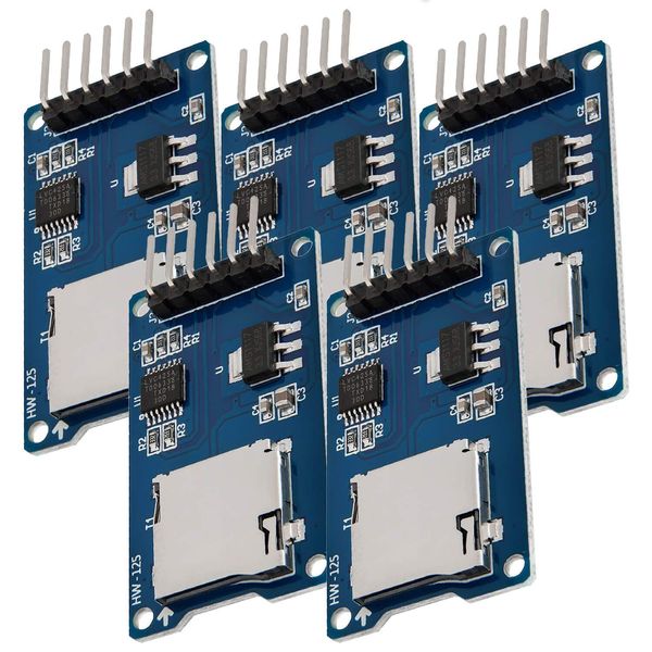 AZDelivery 5 x Set SPI Reader Micro Speicher SD TF Karte Memory Card Shield Modul kompatibel mit Arduino inklusive E-Book!