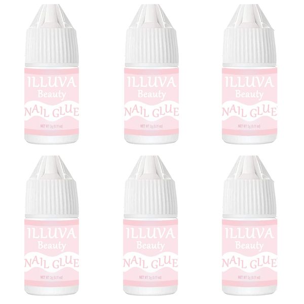 Pack of 6 Nail Glue, Extra Strong Quickly Dry Nail Tips Glue for Stick on Acrylic False Nail Tips - 3 ML * 6