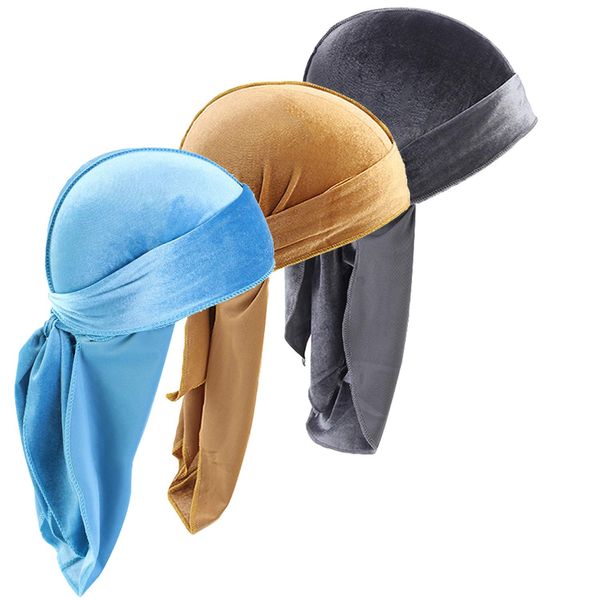 Durags Doo Rag Dew Rags for Men 360 Waves 7Pack Velvet Durags Headwear Skull Hat Headwraps for Men Women