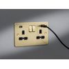 13A 2G SP Switched Socket with Dual USB A+C (5V DC 4.0A shared) - Brushed Brass with black Insert