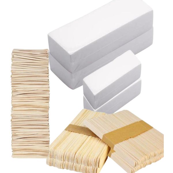 cobalt planet wax strip large size small size spatula for wide area detail 200 each Brazilian wax depilatory paper disposable (wax strip large and small spatula wide area detail 200 each)