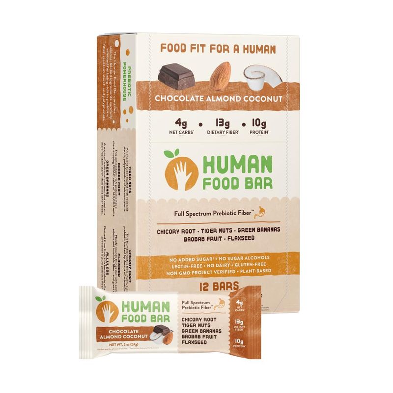 Human Food Bar | Chocolate Almond Coconut flavored Nutrition Bar (12 ...