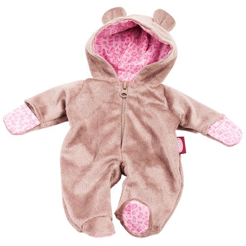 Gotz One Piece Teddy Costume Pajama Sleeper with Padded Feet, Paws and Hood with Ears for 12-13" Baby Dolls