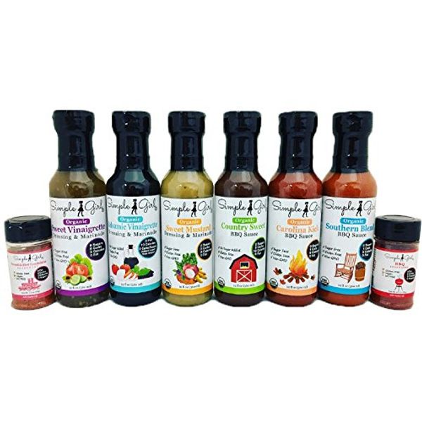 Simple Girl Organic Gourmet Deluxe Set - Organic - BBQ Sauces - Sugar Free - Low Sugar - Salad Dressings