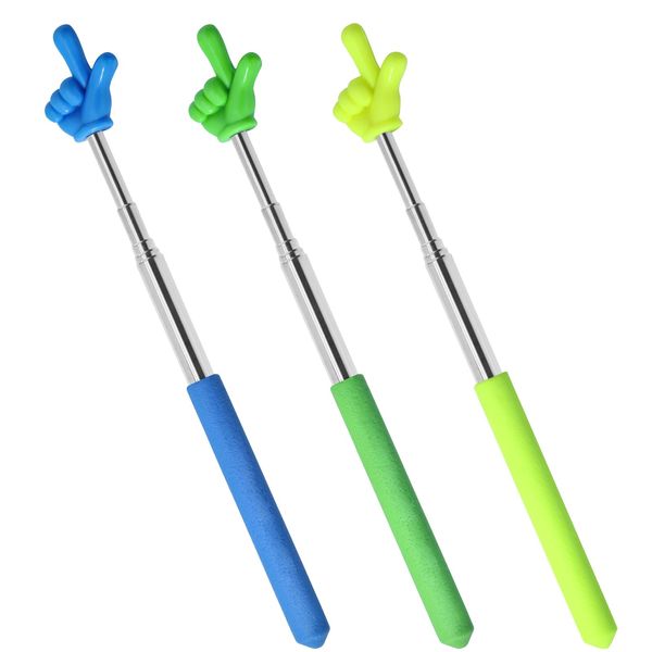 Bonsicoky 3 Pack Telescoping Teachers Pointer - Versatile Retractable Hand Pointers for Teaching and Presentations - Extendable to 21.7 Inches - Blue + Yellow + Green