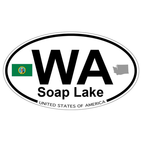 US Decal, Inc. Soap Lake, Washington - Oval Magnet with State Flag