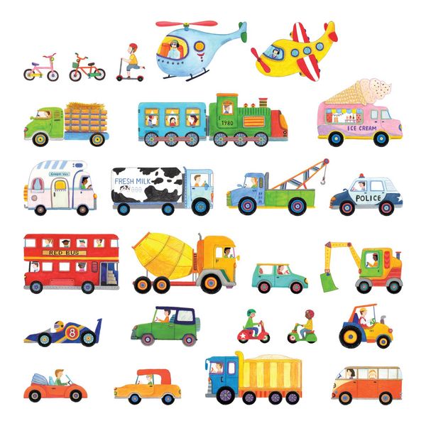 DECOWALL DS-8015 Transportation Car (Small) Wall Sticker Decor Kindergarten Nursery Kids Room DIY Wall Decal Wall Art Sticker Boy Girl Teens Kids Bathroom Decor Vinyl for Bedroom Teens Kids