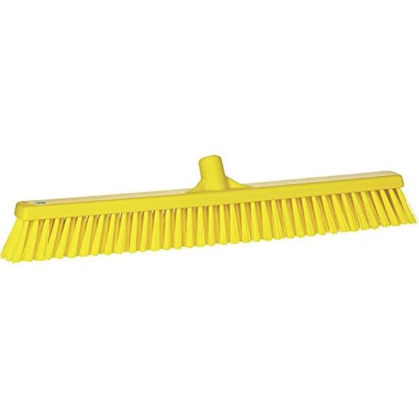 Vikan 31946 Broom,Push,Soft/Stiff,24",PP/PBT,Yellow