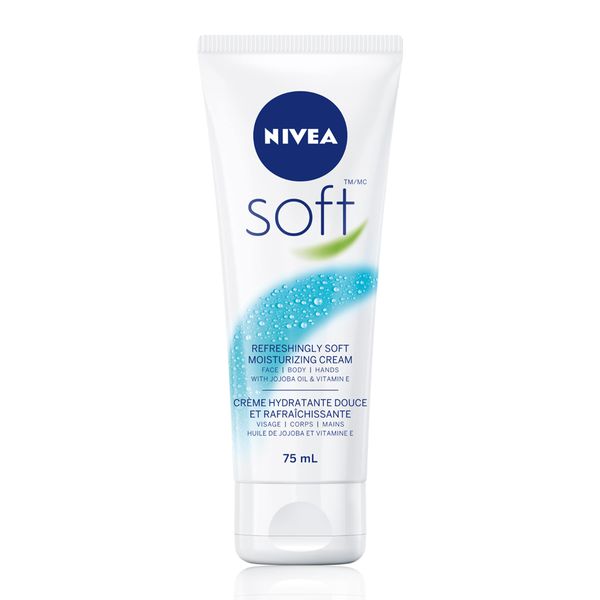 NIVEA Soft All-Purpose Moisturizing Cream (75 mL), Everyday Moisturizer and Hand Cream for Use After Hand Sanitizer or Hand Soap Light and Non-Greasy Formula