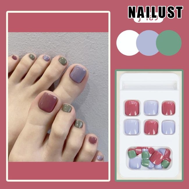 Toe Nails  [Set of 24] Nail Tips Nail Tips Nail Stickers False Nails False Nails Present Paste Nails Peelable Summer Nails Nail Supplies Nail Art Nail Parts NAILUST