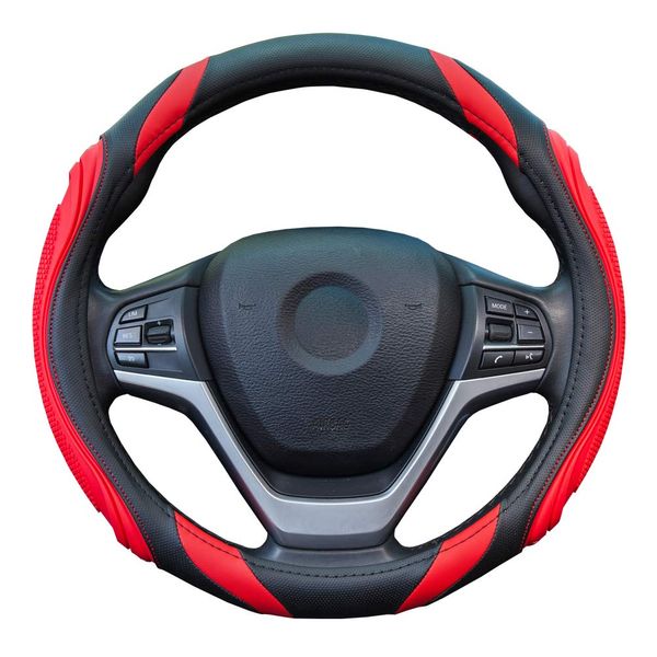 ZATOOTO YWLY82-R Steering Wheel Cover, K Cars, Silicone, Small Size, PU Leather, Stylish, Pleasurable Texture, Steering Cover, Good Grip, Red