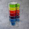 Quailitas Stackable Set of 6 Colourful Ceramic Espresso Mugs