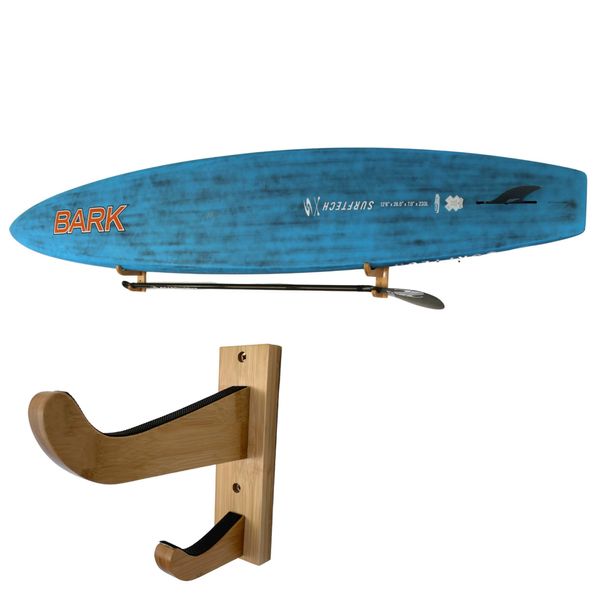 COR Surf Bamboo Paddleboard SUP Wandhalterung | Indoor-Aufbewahrungsregal für SUP oder Longboard-Surfbrett