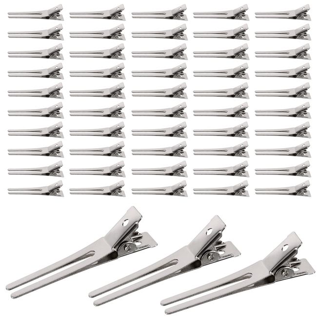 50 Stück U-förmige Haarklammer, Metall Alligator Clips, Friseur Double Prong Curl Clips, für Haarverlängerungen, Frisur Doppel Zinken Pin Curl Einstellung Abschnitt, Basteln Haarschmuck DIY