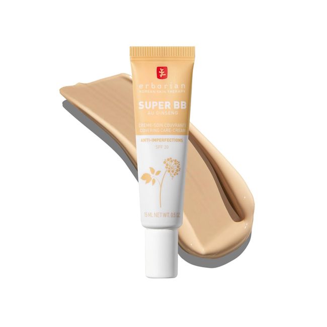 Erborian Super BB - Getönte Tagescreme Gegen Unreinheiten - Koreanische Pflege mit Ginseng & Niacinamid - Pflegende BB Creme, Hohe Deckkraft - Nude - 15 ml