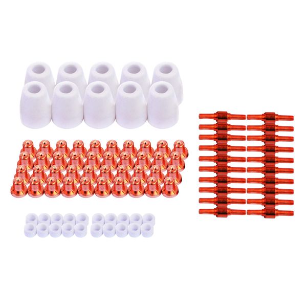 LCON90 90 pcs Lotos Plasma Cutter Consumables Nozzle Electrode Cup and Ring for 50A Lotos Plasma Cutters Cut50D, LT5000D, CT520D, BLCT520D