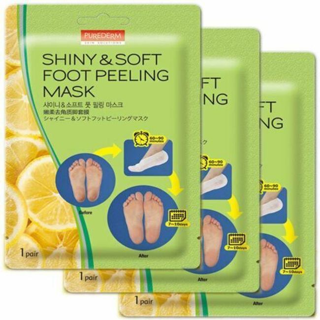 3Pairs  Shiny and Soft Purederm exfoliating Foot Peeling Mask FREE Ship from US