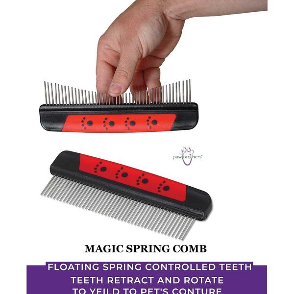 Pet Grooming ROTATING&RETRACTING MAGIC SPRING DOG COMB Stainless-Steel 1.25"Pins