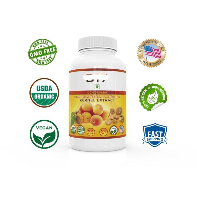 Organic Apricot Kernel Bitter Extract 500mg/100 Vegan Capsules USA