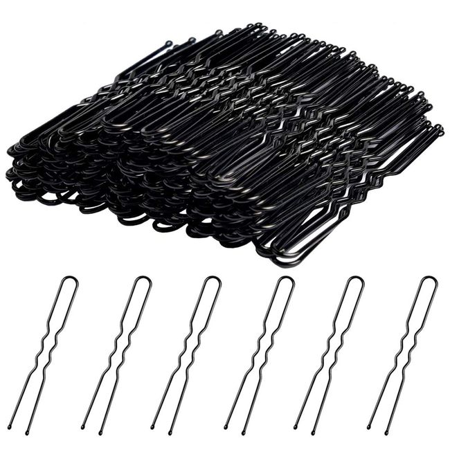 KINDOYO Metal Hair Pins Set - 5cm Bobby Pins for Buns Hair Bun U Shaped Pins Bun Clips Hair Styling Accessories for Wedding Salon Home Use, Black, 100PCS