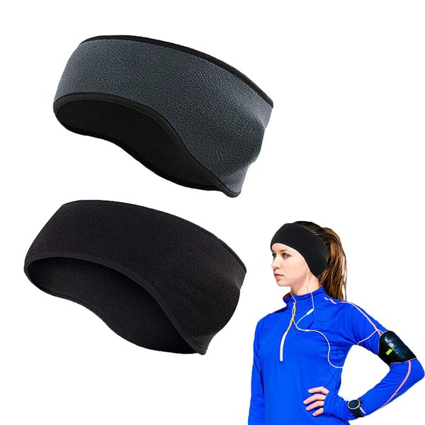 Sport Stirnband,Sport Ohrenschützer，Winter Sport Stirnband für Damen und Herren，Ohrenwärmer Stirnbänder Ohrenschützer Warm Headband for Jogging, Laufen, Wandern 2 Stück (Schwarz und Grau)