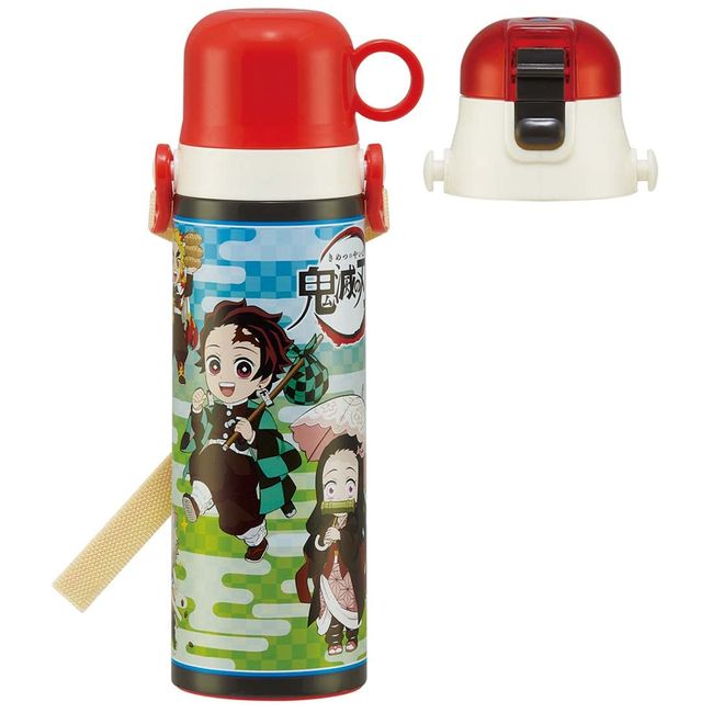 Skater SKDC6-A Children's Stainless Steel Water Bottle, 2-Way Direct Drinking, 20.8 fl oz (580 ml), Cup Drinking, 20.4 fl oz (570 ml), Devil Blades, Children's Friendly, Lightweight Type, Boy, Hot and Cold Water Bottle, Sports Bottle, Cute, Kids