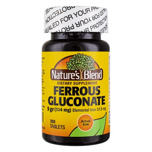 2 Pack Nature's Blend Ferrous Gluconate Tablets, 324 mg, 100 Ct