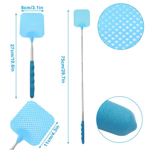 Jiozermi Telescopic Fly Swatter, 3 Pack Manual Durable Plastic FlySwatters Gnat Swatter for Indoor Outdoor Classroom